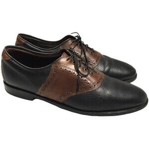 Allen Edmonds Saddle Oxford Dress Shoes Black Brown Leather Lace-Up Men's 14‎